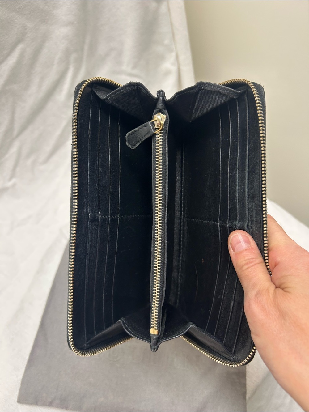 Alexander McQueen Black Leather Zip Wallet with Gold Monogram - Picture 6 of 9